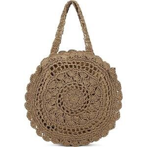 BOGO. Boho Handmade Woven Straw Bag Dark Brown Beach Tote, BOGO Buy 1 Get 1 Free